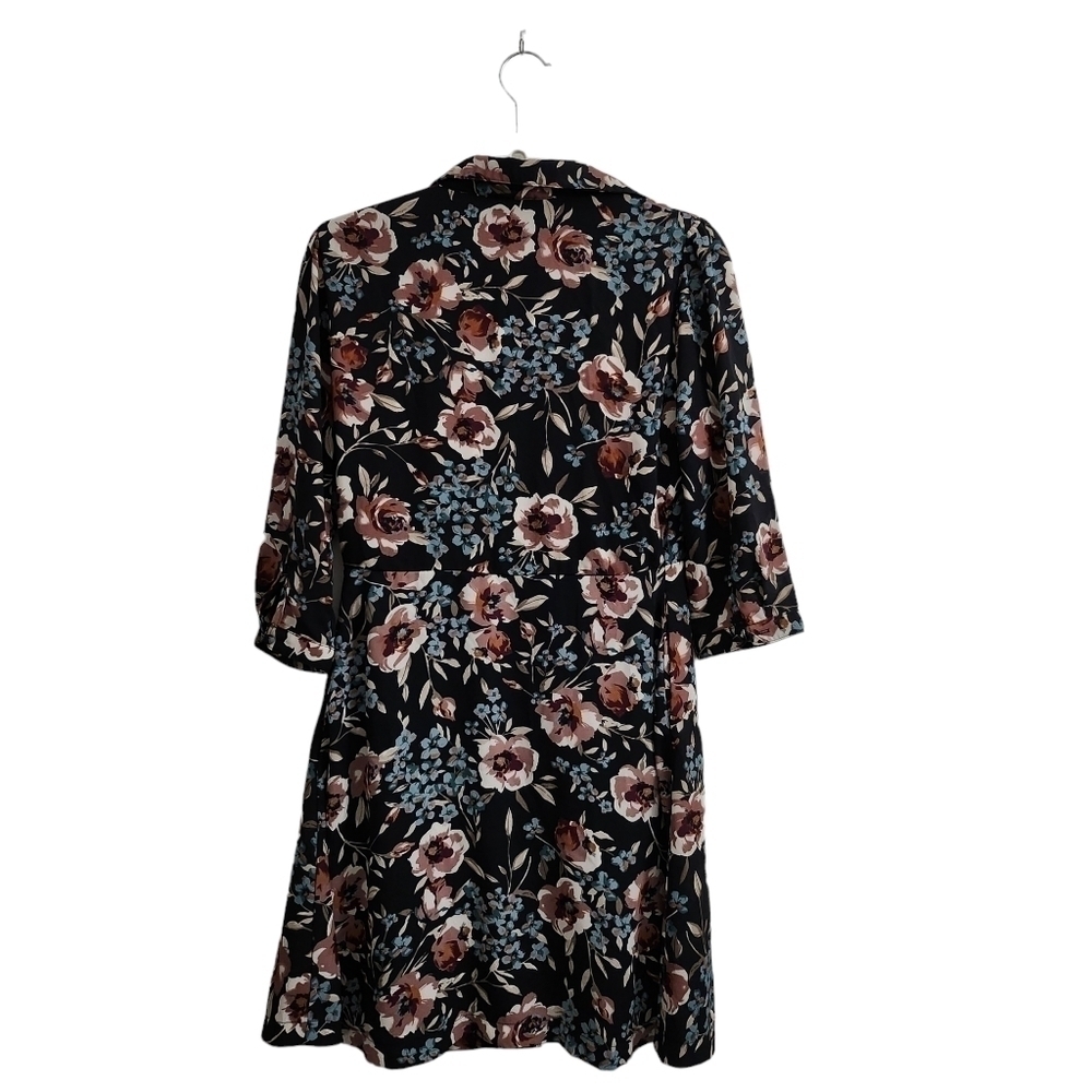 Lulus Such a Beauty‎ Dress Medium Black Floral Button-Up Collar Button Front - Picture 9 of 12